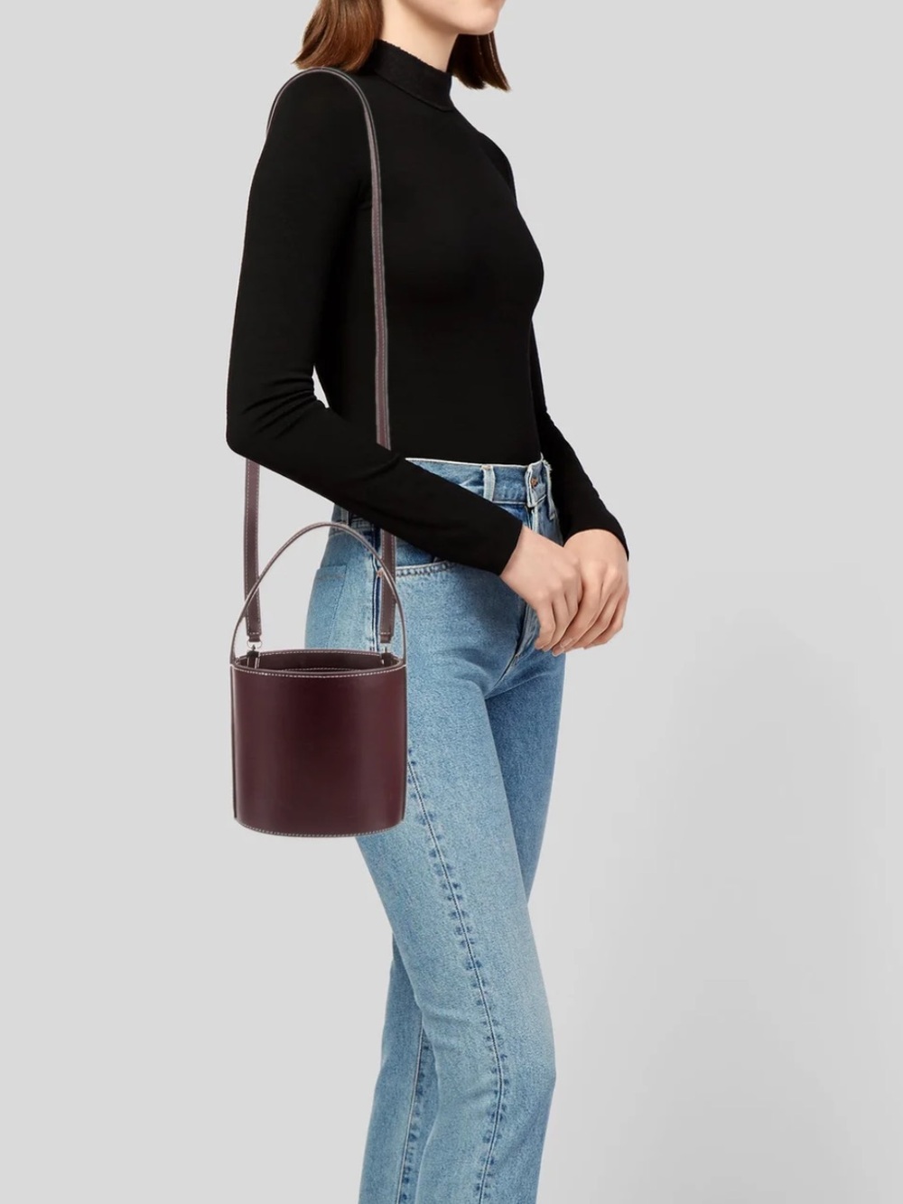 NEW STAUD Red Leather Bucket Bag - Picture 2 of 8
